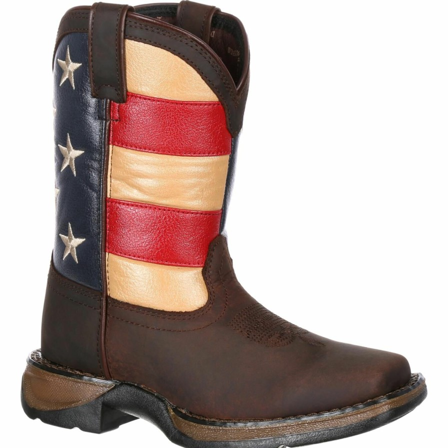 Kids Durango Boot | Lil' Rebel By Durango® Big Kids' Flag Western Boot Brown And Union Flag