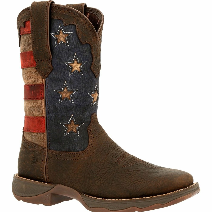 Women'S Durango Boot | Lady Rebel By Durango® Women'S Vintage Flag Western Boot Dark Brown And Vintage Flag