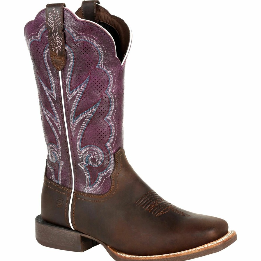 Women'S Durango Boot | Durango® Lady Rebel Pro Women'S Ventilated Plum Western Boot Oiled Brown And Plum