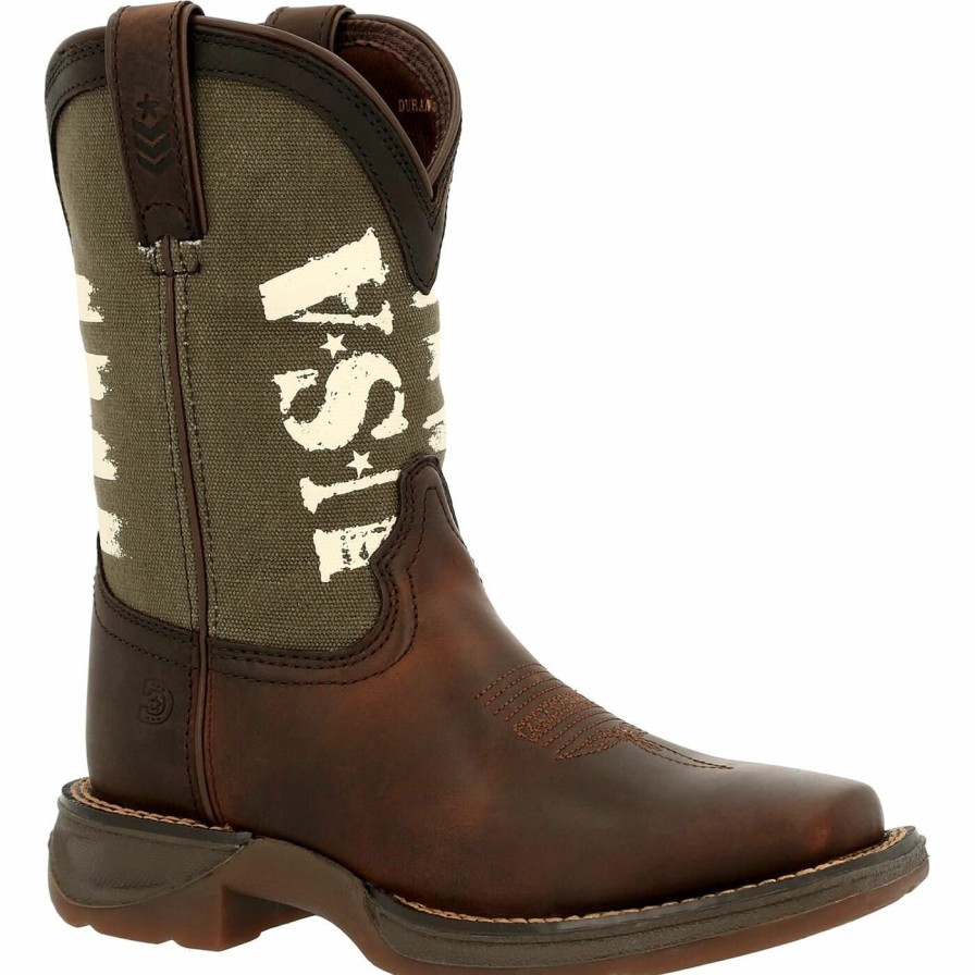 Kids Durango Boot | Lil' Rebel By Durango® Little Kids' Army Western Boot Brown And Army Green