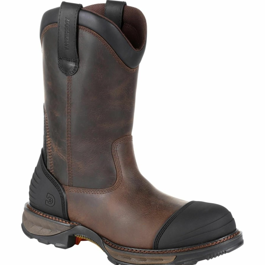 Men'S Durango Boot | Durango® Maverick Xp Composite Toe Waterproof Pull On Work Boot Distressed Grizzly Brown