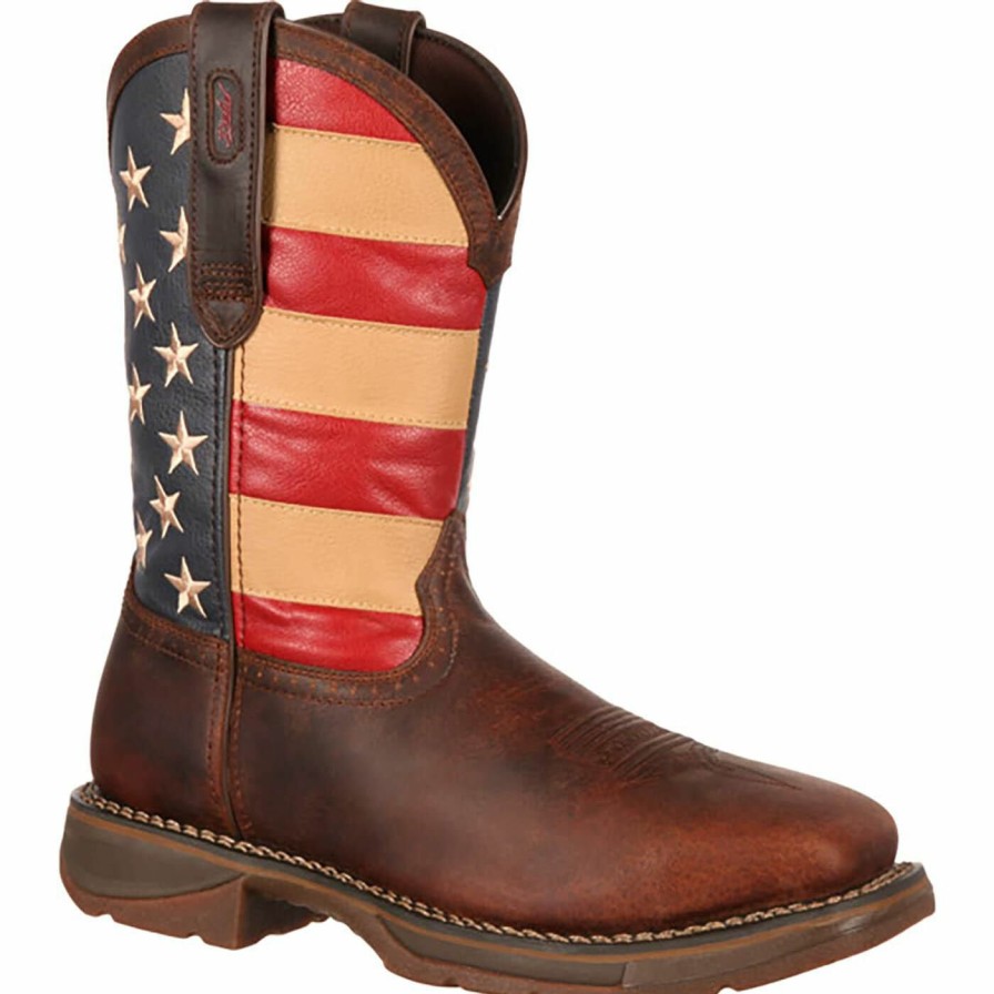 Men'S Durango Boot | Rebel By Durango® Steel Toe Flag Western Flag Boot Dark Brown And Union Flag