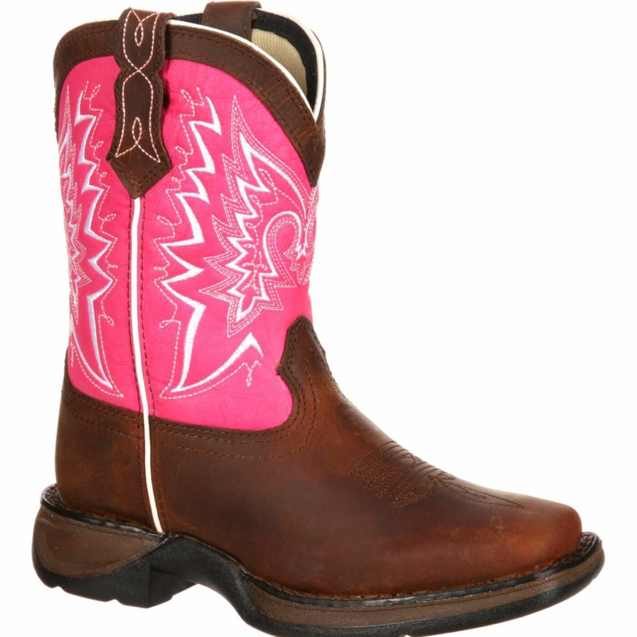 Kids Durango Boot | Lil' Durango® Little Kid Let Love Fly Western Boot Brown And Pink