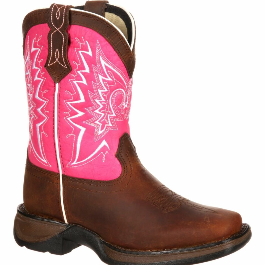 Kids Durango Boot | Lil' Durango® Little Kid Let Love Fly Western Boot Brown And Pink