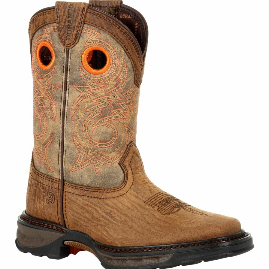 Kids Durango Boot | Lil' Durango® Maverick Xp Little Kid'S Bay Brown Western Boot Dark Bay And Burnt Orange