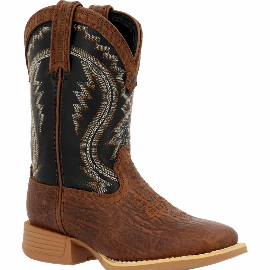 Kids Durango Boot | Durango® Lil' Rebel Pro Big Kids' Acorn Black Onyx Western Boot Acorn And Black Onyx