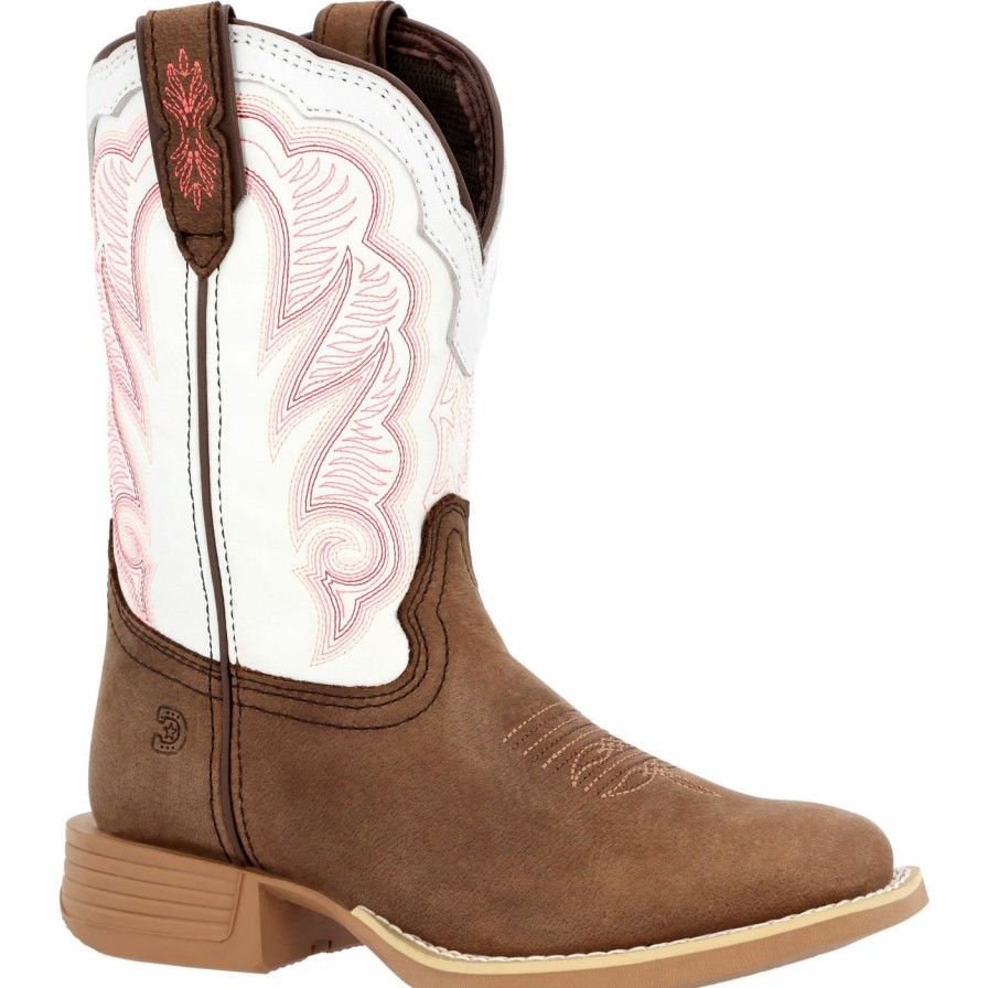 Kids Durango Boot | Durango® Lil' Rebel Pro Little Kid'S Western Boot Trail Brown And White