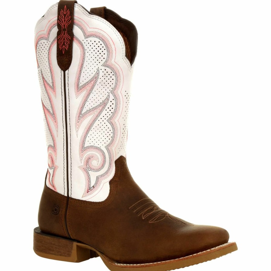 Women'S Durango Boot | Durango® Lady Rebel Pro Women'S White Ventilated Western Boot Trail Brown And White