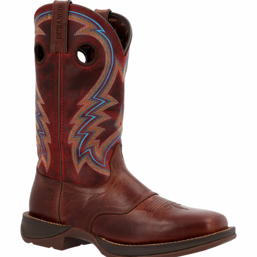 Men'S Durango Boot | Rebel By Durango® Burnished Pecan Fire Brick Western Boot Burnished Pecan And Fire Brick