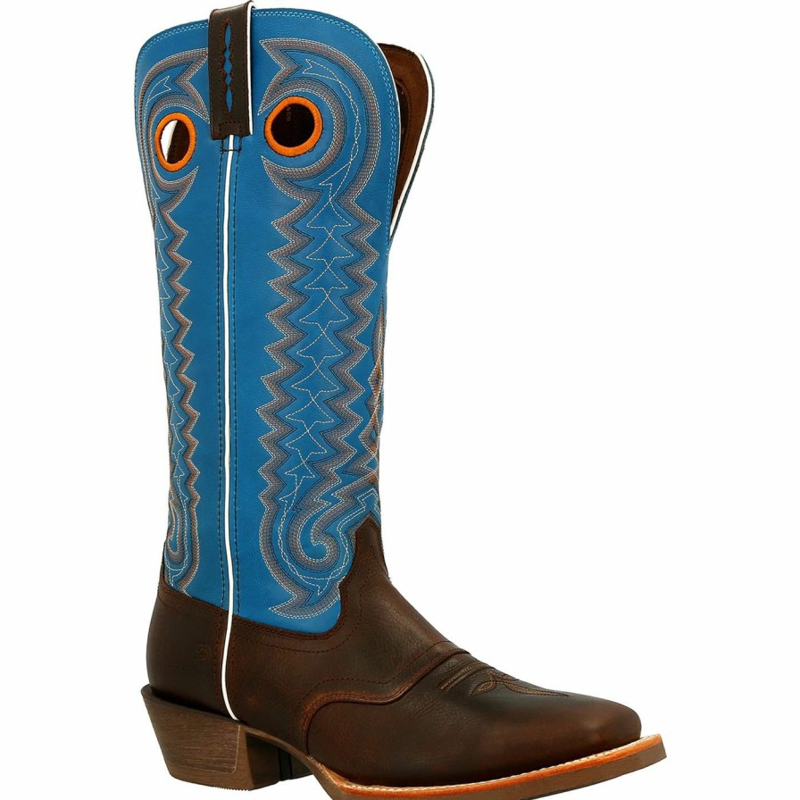 Men'S Durango Boot | Durango® Rebel Pro Dark Chestnut Buckaroo Western Saddle Boot Dark Chestnut Brilliant Blue