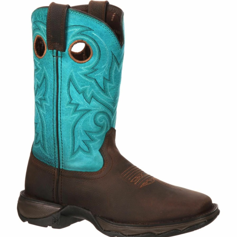 Women'S Durango Boot | Lady Rebel Work By Durango® Women'S Steel Toe Western Boot Brown Turquoise