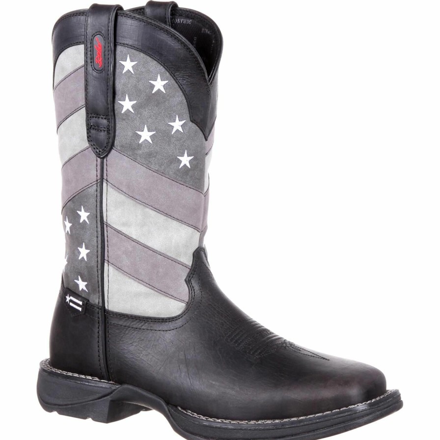 Men'S Durango Boot | Rebel By Durango® Faded Black Flag Western Boot Black Charcoal Grey