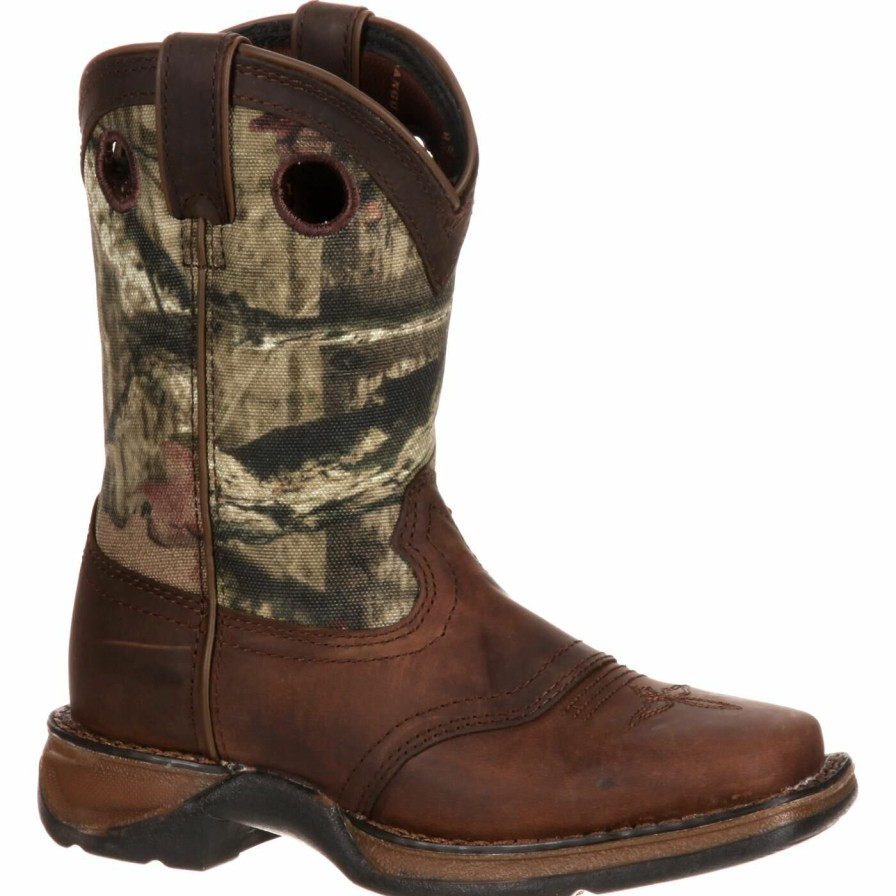 Kids Durango Boot | Lil' Durango® Big Kid Camo Saddle Western Boot Distressed Brown And Camo