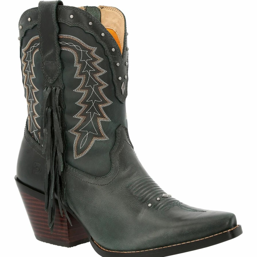 Women'S Durango Boot | Crush By Durango® Women'S Vintage Teal Bootie Western Boot Saddle Brown And Demin Blue