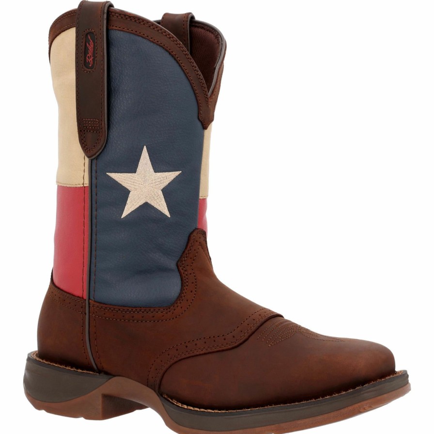 Men'S Durango Boot | Rebel By Durango® Texas Flag Western Boot Dark Brown And Texas Flag