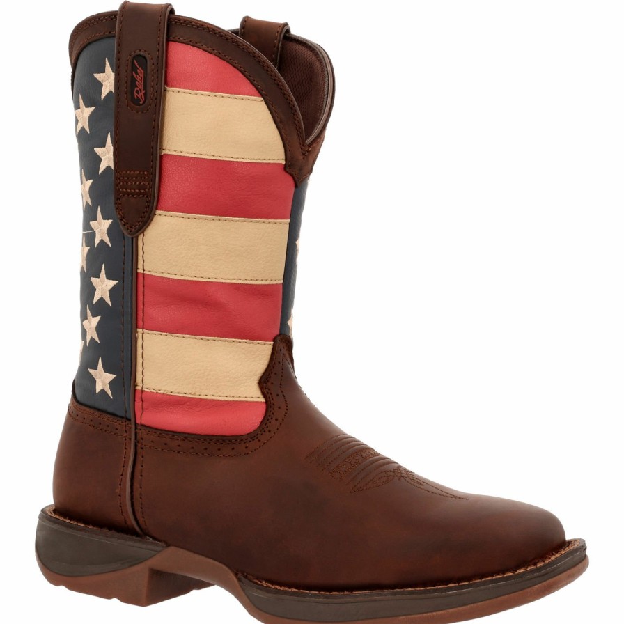 Men'S Durango Boot | Rebel By Durango® Patriotic Pull-On Western Flag Boot Brown And Union Flag