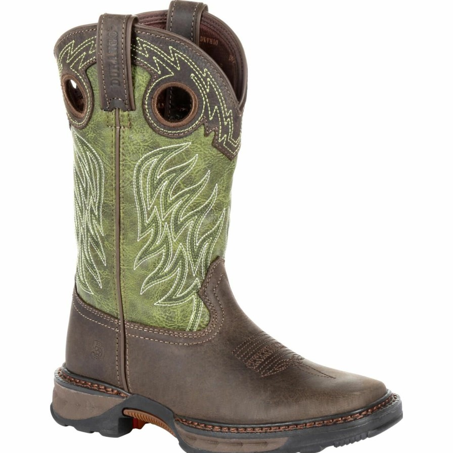 Kids Durango Boot | Lil' Durango® Maverick Xp Big Kids Western Work Boot Oiled Brown And Forest Green