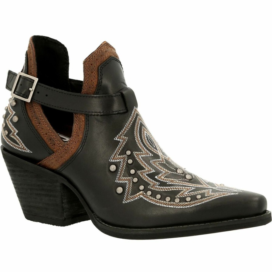 Women'S Durango Boot | Crush By Durango® Women'S Black Studded Western Fashion Bootie Raven Black