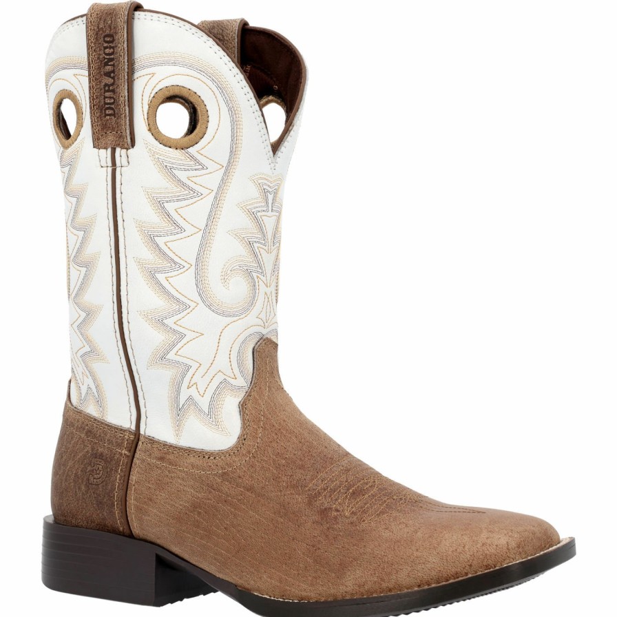 Men'S Durango Boot | Durango® Westward Weathered Tan White Western Boot Weathered Tan And White