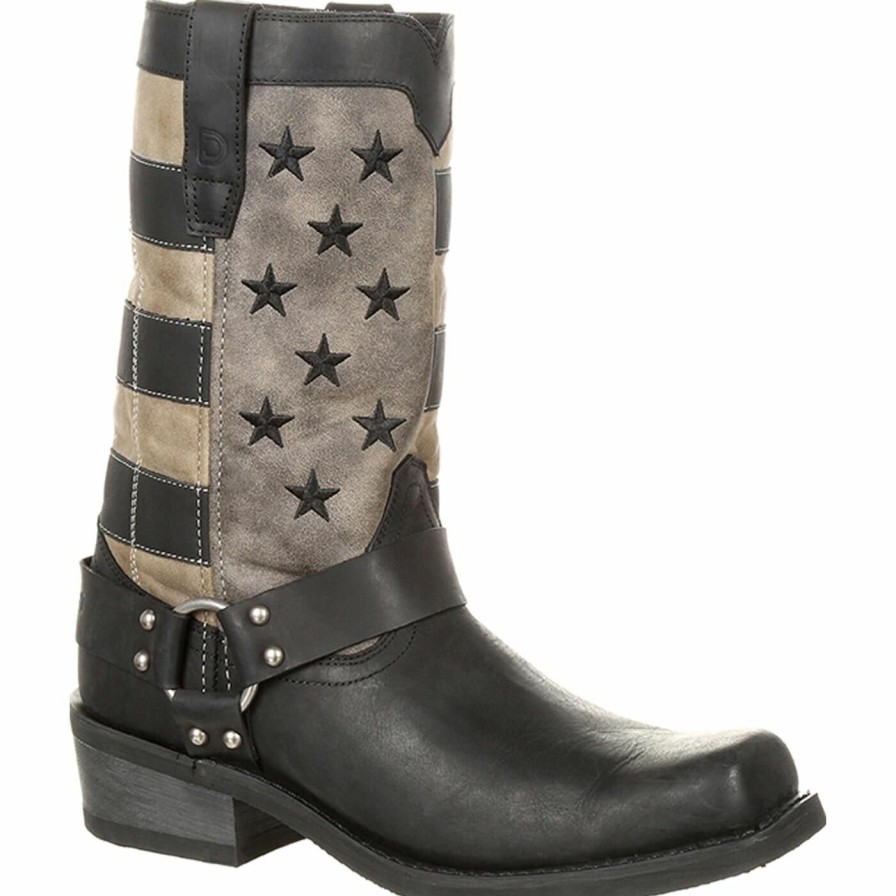 Men'S Durango Boot | Durango® Black Faded Flag Harness Boot Black Charcoal Grey