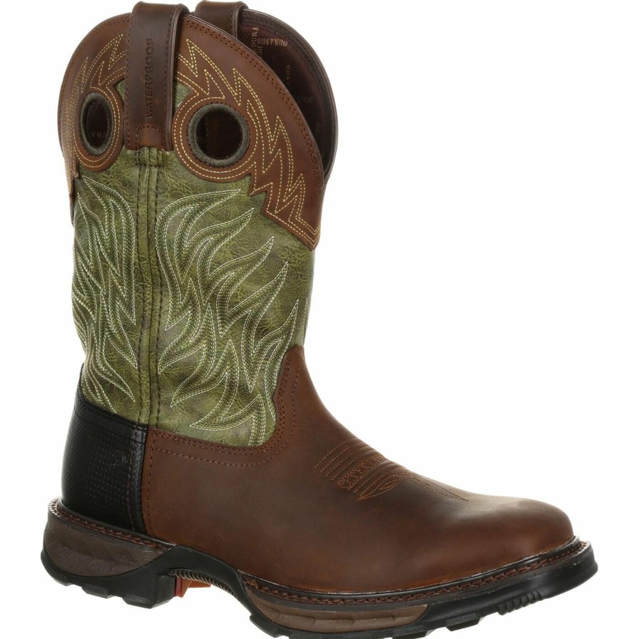 Men'S Durango Boot | Durango® Maverick Xp Waterproof Western Work Boot Oiled Brown And Forest Green