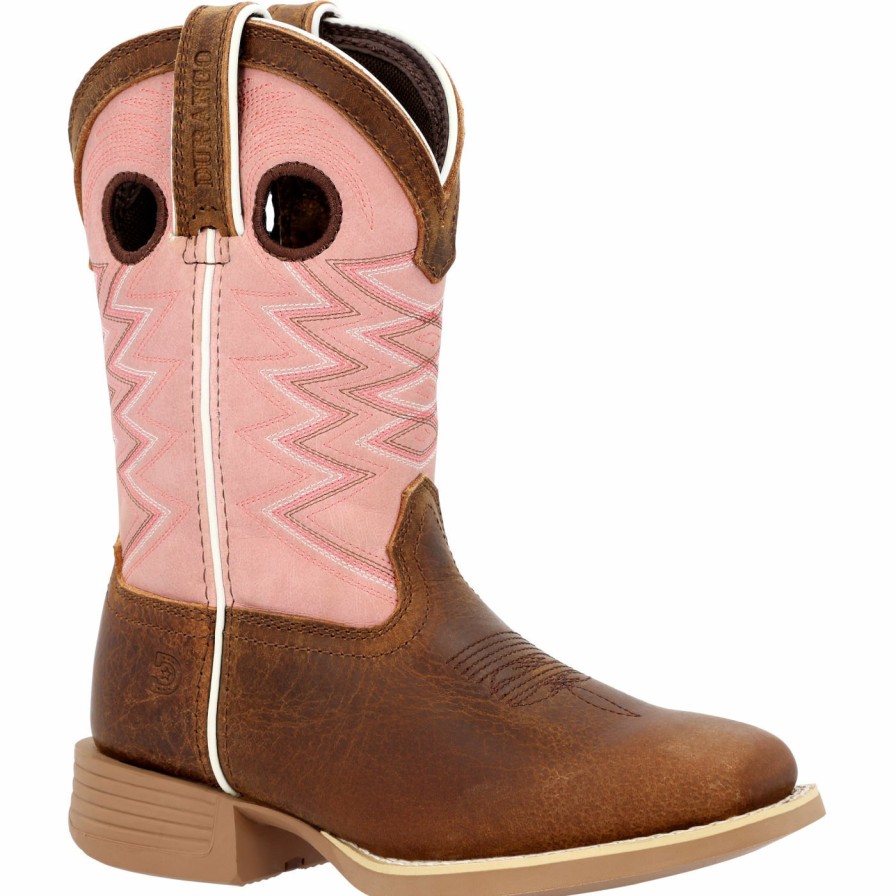 Kids Durango Boot | Lil' Rebel By Durango® Big Kids' Dark Chestnut Bubblegum Western Boot Dark Chestnut And Bubble Gum