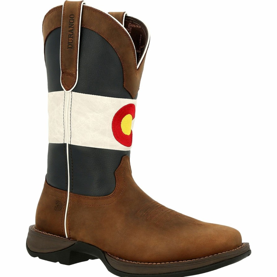 Men'S Durango Boot | Rebel By Durango® Colorado Flag Western Boot Bark Brown And Colorado Flag