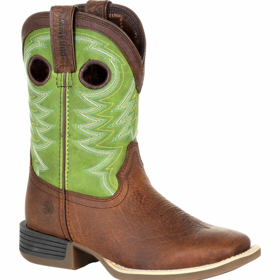 Kids Durango Boot | Durango® Lil' Rebel Pro Little Kid'S Lime Western Boot Frontier Brown And Lime