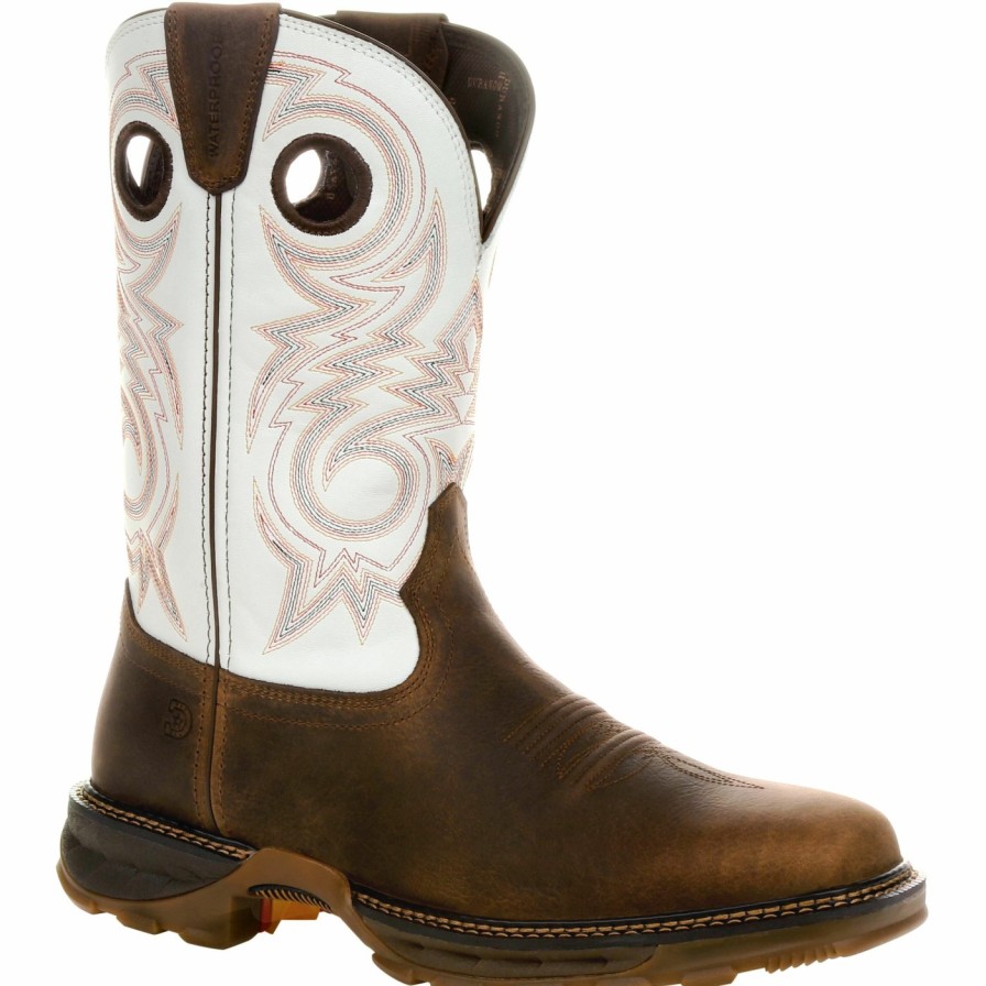 Men'S Durango Boot | Durango® Maverick Xp Waterproof Western Work Boot Chocolate And White