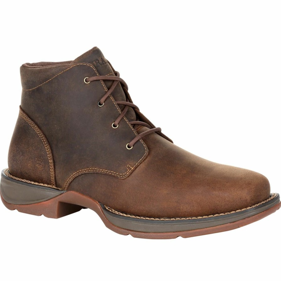 Men'S Durango Boot | Durango® Red Dirt Rebel Square-Toe Chukka Bark Brown