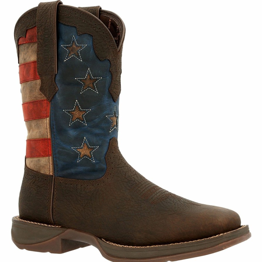 Men'S Durango Boot | Rebel By Durango® Vintage Flag Western Boot Dark Brown And Vintage Flag