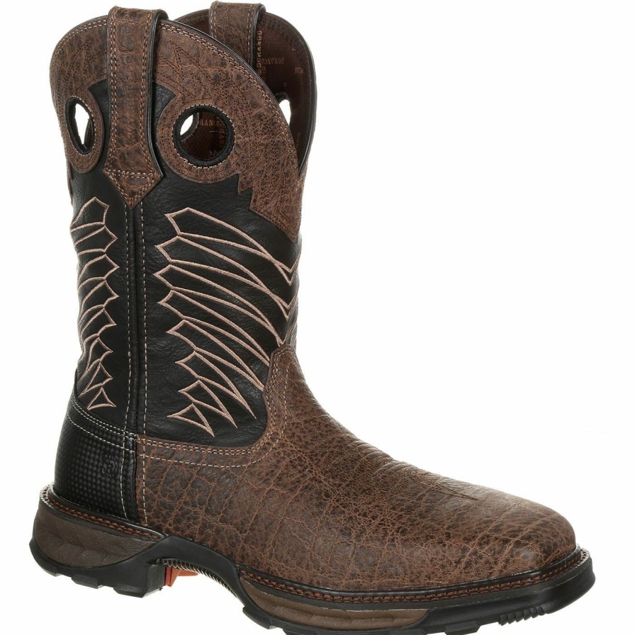 Men'S Durango Boot | Durango® Maverick Xp Steel Toe Waterproof Western Work Boot Chocolate Safari Elephant Blk