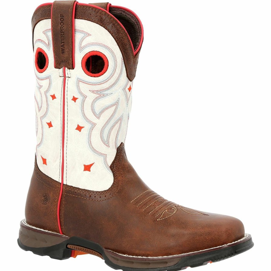 Women'S Durango Boot | Durango® Maverick Women'S Steel Toe Waterproof Western Work Boot Sable Brown White