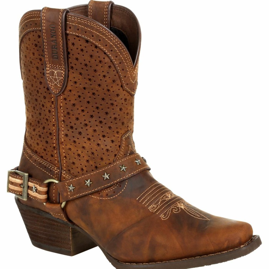 Women'S Durango Boot | Crush By Durango® Women'S Brown Ventilated Shortie Boot Bomber Brown