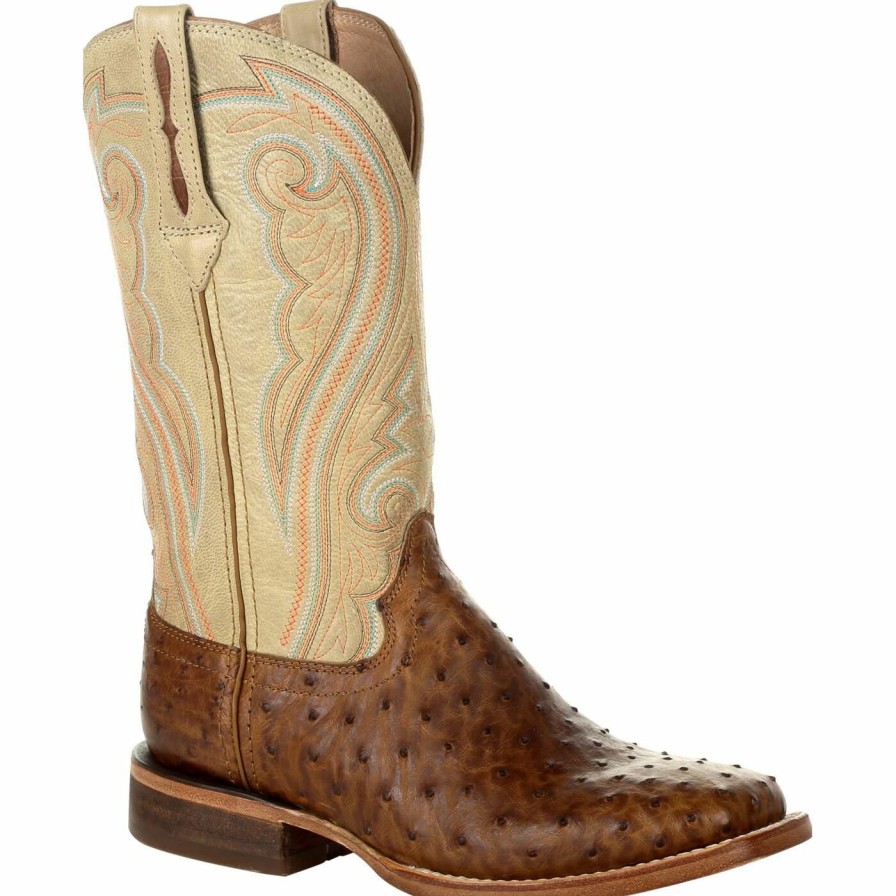 Women'S Durango Boot | Durango® Premium Exotics Women'S Full-Quill Ostrich Sunset Wheat Western Boot Sunset Wheat Ostrich And Ivory