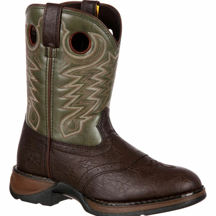 Kids Durango Boot | Lil' Durango® Little Kid Saddle Western Boot Dark Brown And Forest Green