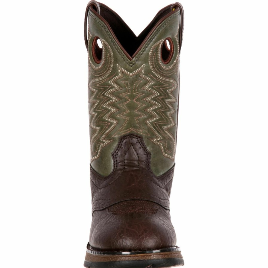 Kids Durango Boot | Lil' Durango® Little Kid Saddle Western Boot Dark Brown And Forest Green