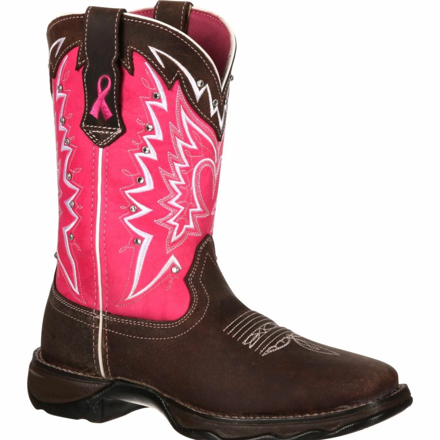 Women'S Durango Boot | Lady Rebel By Durango® Benefiting Stefanie Spielman Women'S Western Boot Dark Brown And Pink