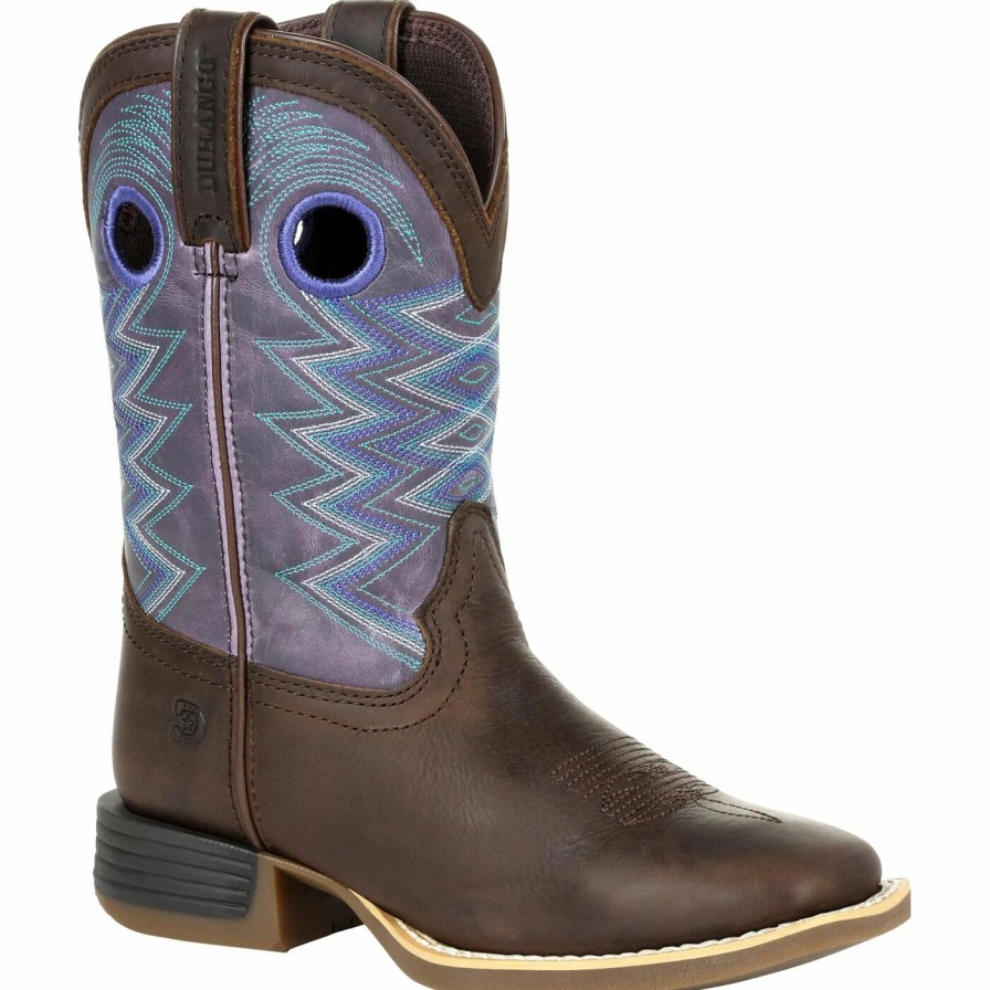 Kids Durango Boot | Durango Lil' Rebel Pro Big Kid'S Amethyst Western Boot Dark Earth And Amethyst