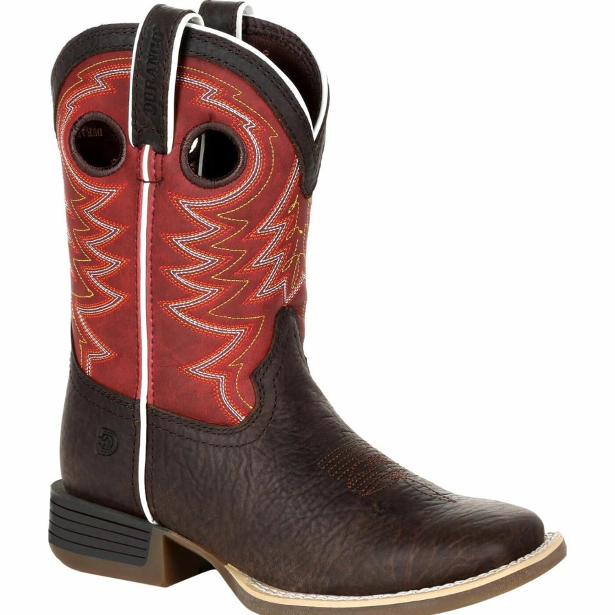 Kids Durango Boot | Durango® Lil' Rebel Pro Big Kid'S Red Western Boot Dark Chestnut And Crimson