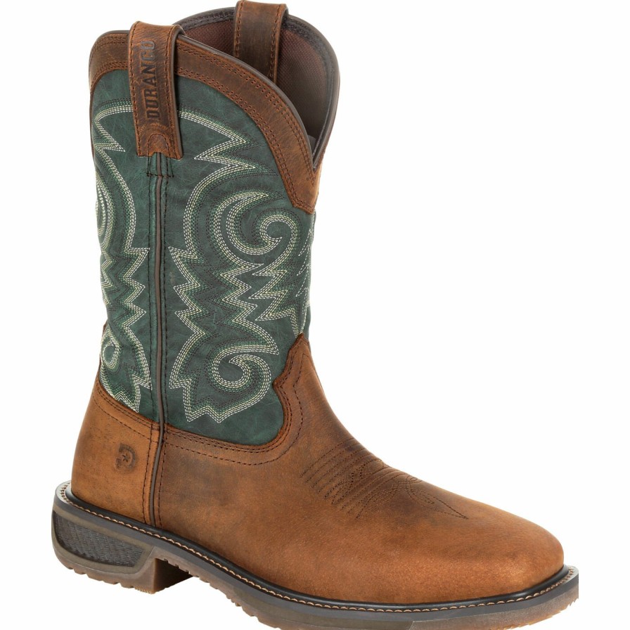 Men'S Durango Boot | Durango® Workhorse Steel Toe Western Work Boot Bridle Brown And Evergreen