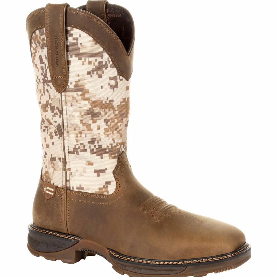 Men'S Durango Boot | Durango® Maverick Xp Steel Toe Waterproof Western Work Boot Dusty Brown And Desert Camo