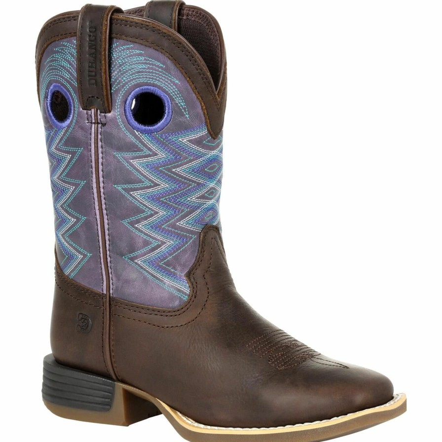 Kids Durango Boot | Durango Lil' Rebel Pro Little Kid'S Amethyst Western Boot Dark Earth And Amethyst