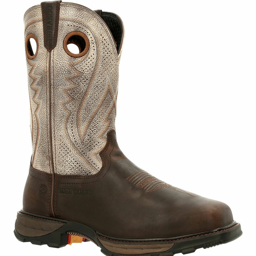 Men'S Durango Boot | Durango® Maverick Xp Composite Toe Met-Guard Ventilated Western Work Boot Dark Brown And Fog