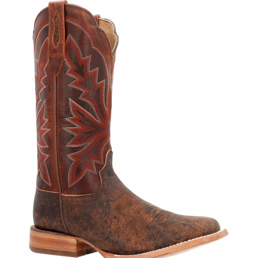 Men'S Durango Boot | Durango® Arena Pro Exotics African Cape Buffalo Western Boot Rust And Cognac