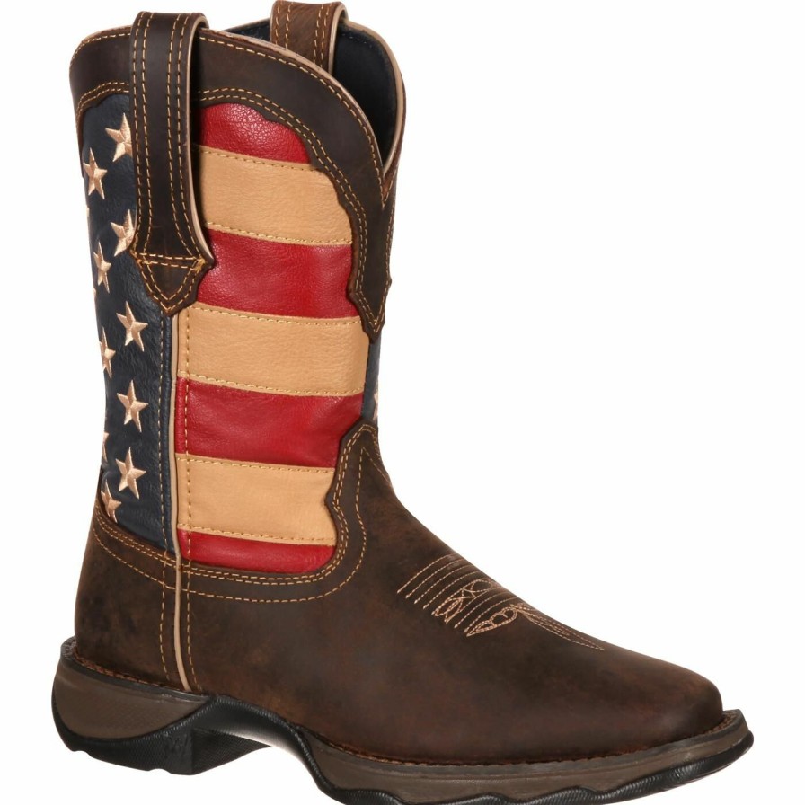 Women'S Durango Boot | Lady Rebel By Durango® Patriotic Women'S Pull-On Western Flag Boot Brown And Union Flag